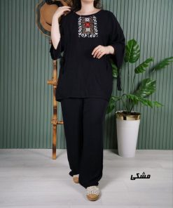 ست بلوز شلوار نخی مدل سنتی کد V2024
