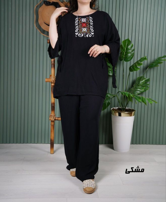 IMG_6626 ست بلوز شلوار نخی مدل سنتی کد V2024 - تصویر 1