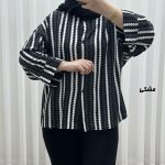 بلوز نخی راه راه جلو دکمه کد 2018 - تصویر 8