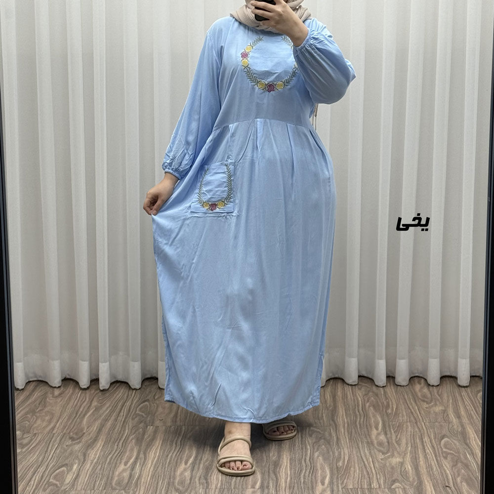پیراهن گلدوزی نخی مدل خاطره تک جیب کد A1984
