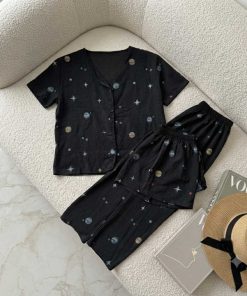 ست بلوز شلوار وارداتی 3 تیکه پنبه کد 2079