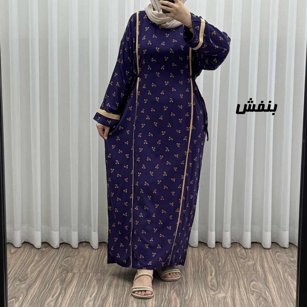 بنفش پیراهن ساحلی زنانه گلریز نواردار کد i2100 - تصویر 1