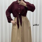شومیز گرهای جلودکمه جنس نخی کد J2149 - تصویر 2