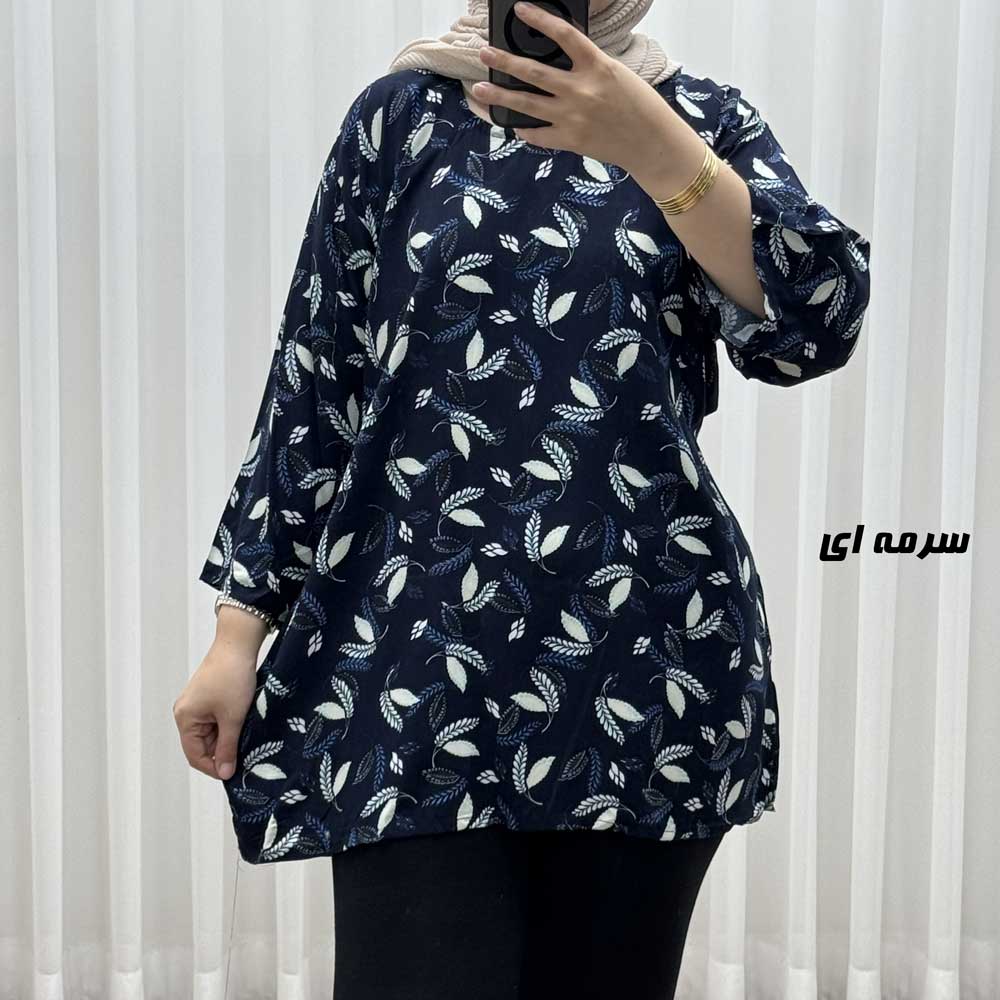 سرمه-ای بلوز زنانه نخی مدل OT کد R2054 - تصویر 1