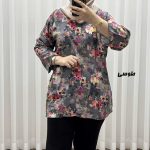بلوز زنانه نخی مدل گل یخی کد R2053