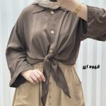 شومیز گرهای جلودکمه جنس نخی کد J2149 - تصویر 7