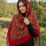 روسری ترکمنی اصل پشمی قرمز کد 2178