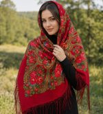روسری ترکمنی اصل پشمی قرمز کد 2178