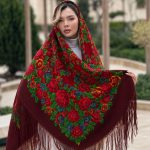 روسری ترکمنی اصل پشمی قرمز کد 2177