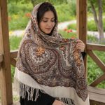 روسری ترکمنی اصل پشمی ریشه ابریشم کد 2185