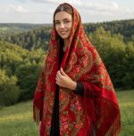 روسری ترکمنی اصل پشمی قرمز کد 2172
