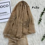 شال وارداتی مجلسی نگینی حریر دانتل کد 2165 - Image 16