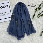 شال وارداتی مجلسی نگینی حریر دانتل کد 2165 - Image 3