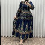 پیراهن ساحلی زنانه کریشه سرمه‌ای کد 2186