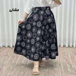 دامن لنین تمام دکمه کلوش مدل قاصدک کد 2191