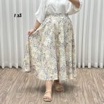 دامن لنین تمام دکمه کلوش مدل قاصدک کد 2192