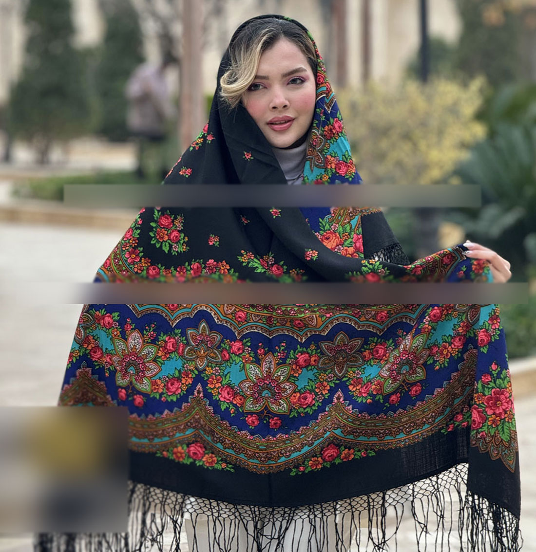 Rw21926 روسری ترکمنی اصل پشمی مدل ستاره کد 2173 - Image 1