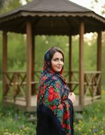 روسری ترکمنی اصل پشمی آبی کد 2168