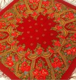 روسری ترکمنی اصل پشمی قرمز کد 2178 - Image 4