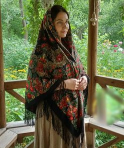 روسری ترکمنی اصل پشمی مدل اشک طاووس کد 2167