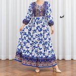 پیراهن ساحلی زنانه حاشیه دار برگ کد CH2297 - تصویر 6