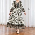 پیراهن ساحلی زنانه حاشیه دار برگ کد CH2297 - تصویر 7