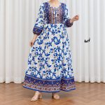 پیراهن ساحلی زنانه حاشیه دار برگ کد CH2297 - تصویر 5