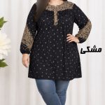 تونیک نخی سایز بزرگ طرح اندونزی مدل دوری کد Y2267