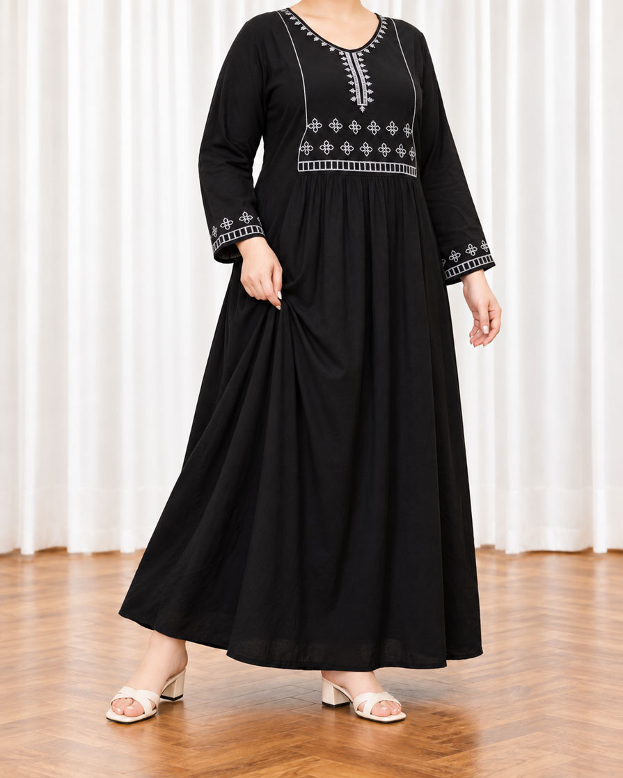 01 (2) پیراهن ساحلی زنانه چاپی مشکی کد CH2300 - تصویر 1