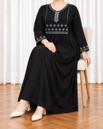 پیراهن ساحلی زنانه چاپی مشکی کد CH2300 - تصویر 2