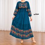 پیراهن ساحلی زنانه کش دار مدل حاشیه برگ کد CH2296