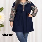تونیک نخی سایز بزرگ طرح اندونزی مدل ترمه کد Y2269