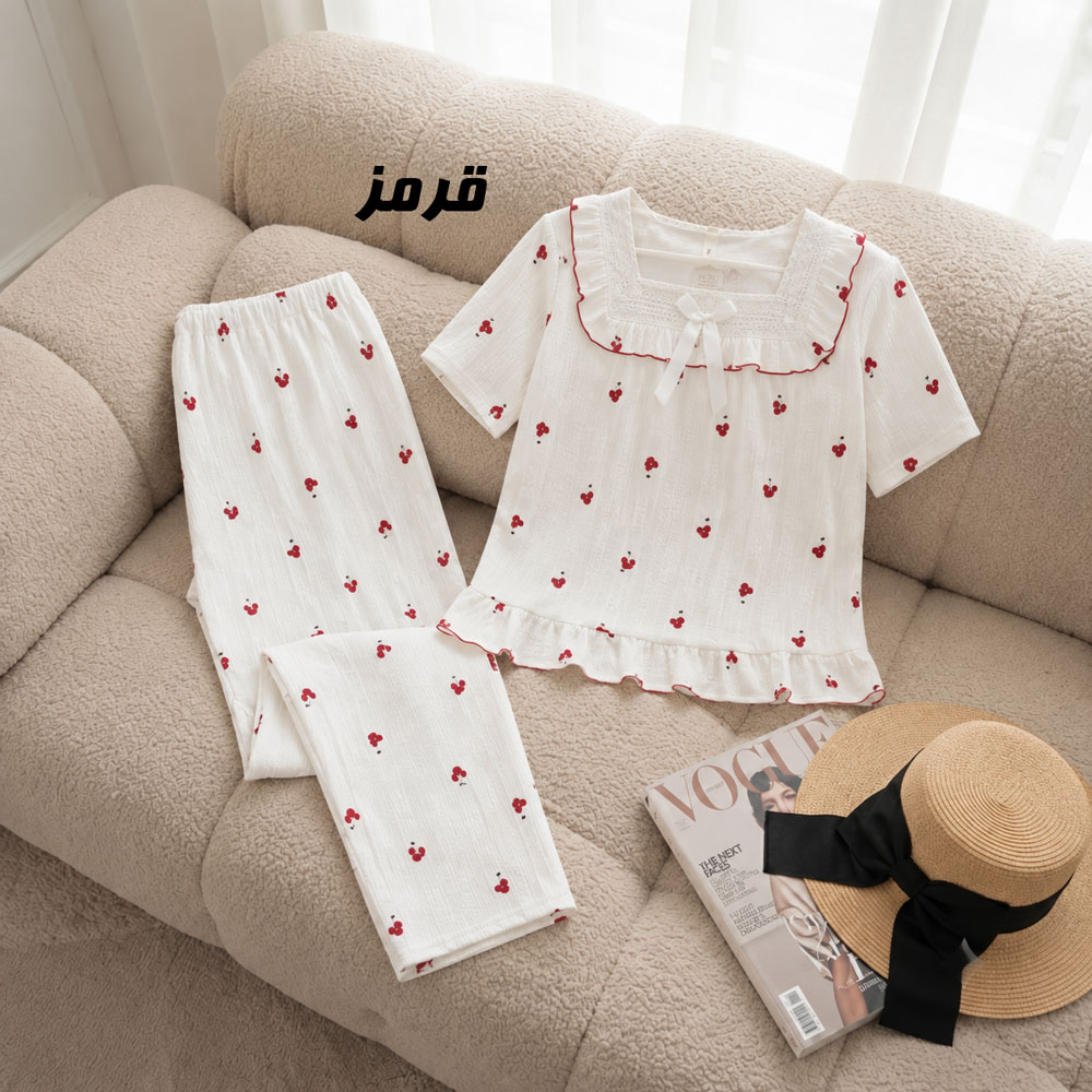 1 ست بلوز شلوار وارداتی جلو گیپور کد 2256 - تصویر 1