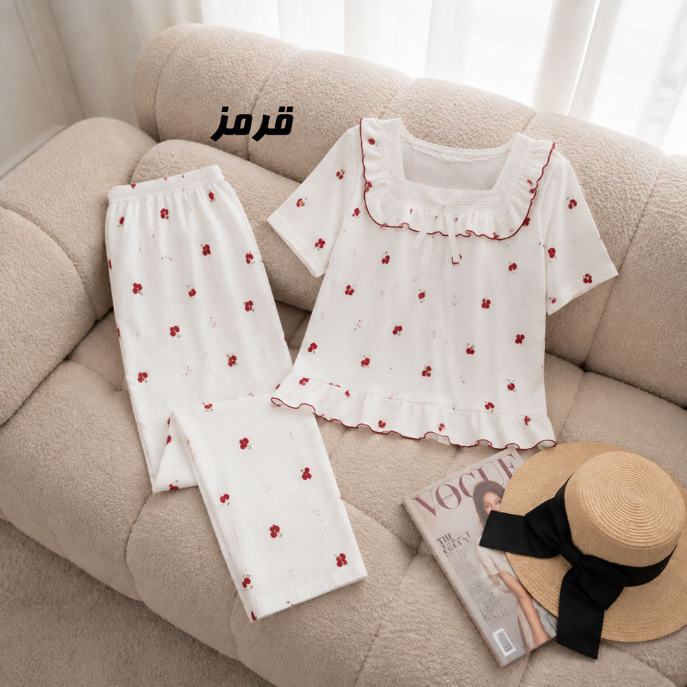 1 ست بلوز شلوار وارداتی جلو گیپور کد 2258 - تصویر 1
