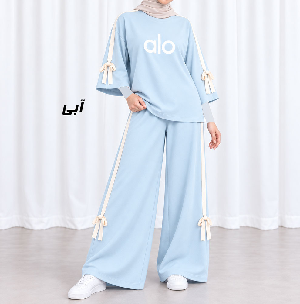 ابی ست بلوز شلوار آستین سه ربع Alo اسپان کد 2225 - Image 1