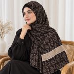شال برشکا لمه طرح‌بندی قهوه‌ای  کد 2326 - تصویر 9