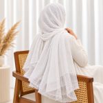 شال ساده مدل حصیری سفید