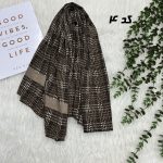 شال برشکا لمه طرح‌بندی قهوه‌ای  کد 2326 - تصویر 3