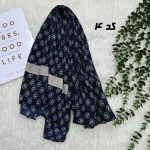 شال برشکا لمه طرح‌بندی سرمه‌ای کد 2327 - تصویر 3
