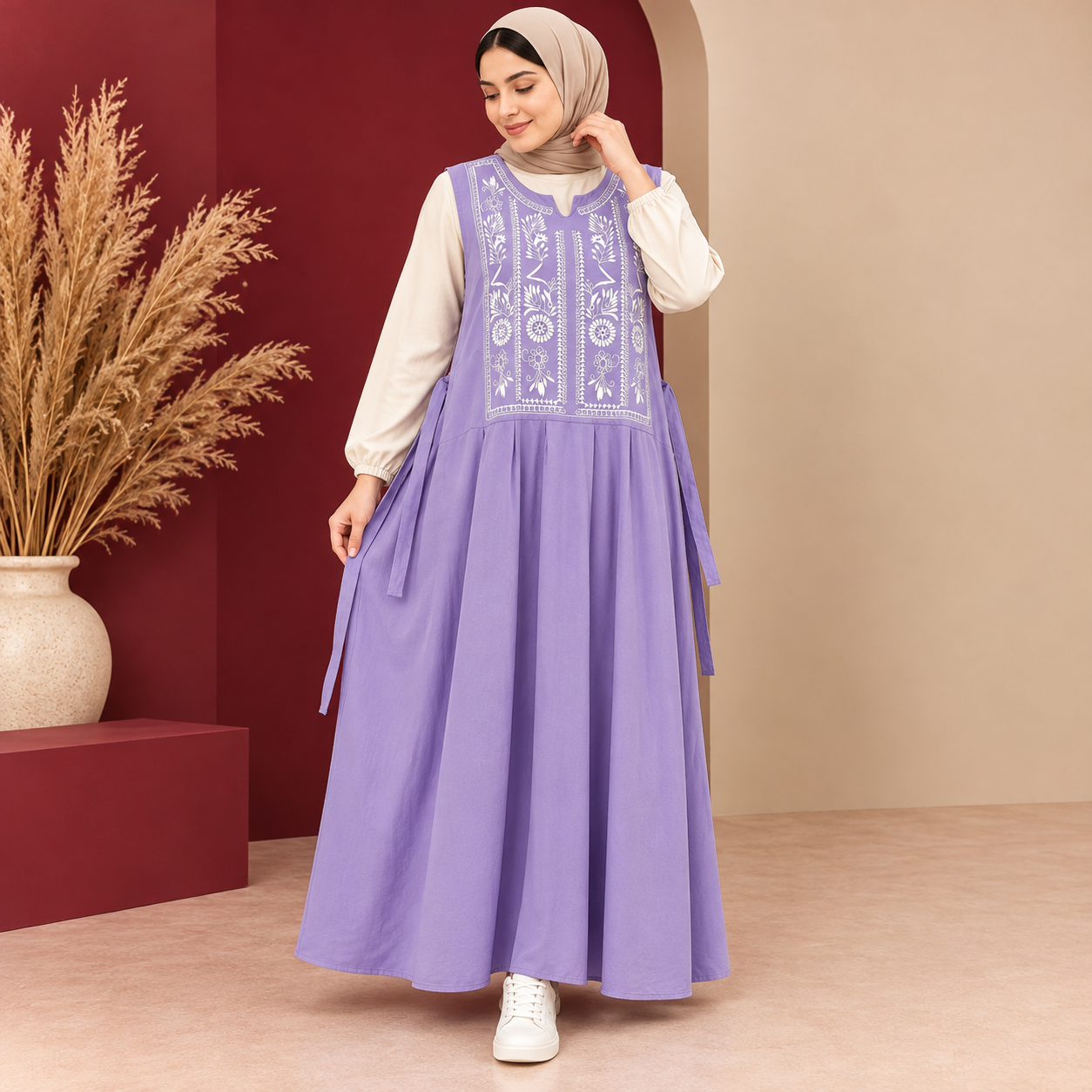 file_000000002fd481f995aa042218ea66a8 پیراهن ساحلی زنانه حلقهای لینن یقه چاپ الهه کد Z6072 - تصویر 1