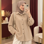 شومیز زنانه تریکو کبریتی ریزبافت دکمه‌دار کد Z6084 - تصویر 3