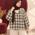 شکت زنانه چهارخانه کشمیر کد Z6061 - تصویر 3