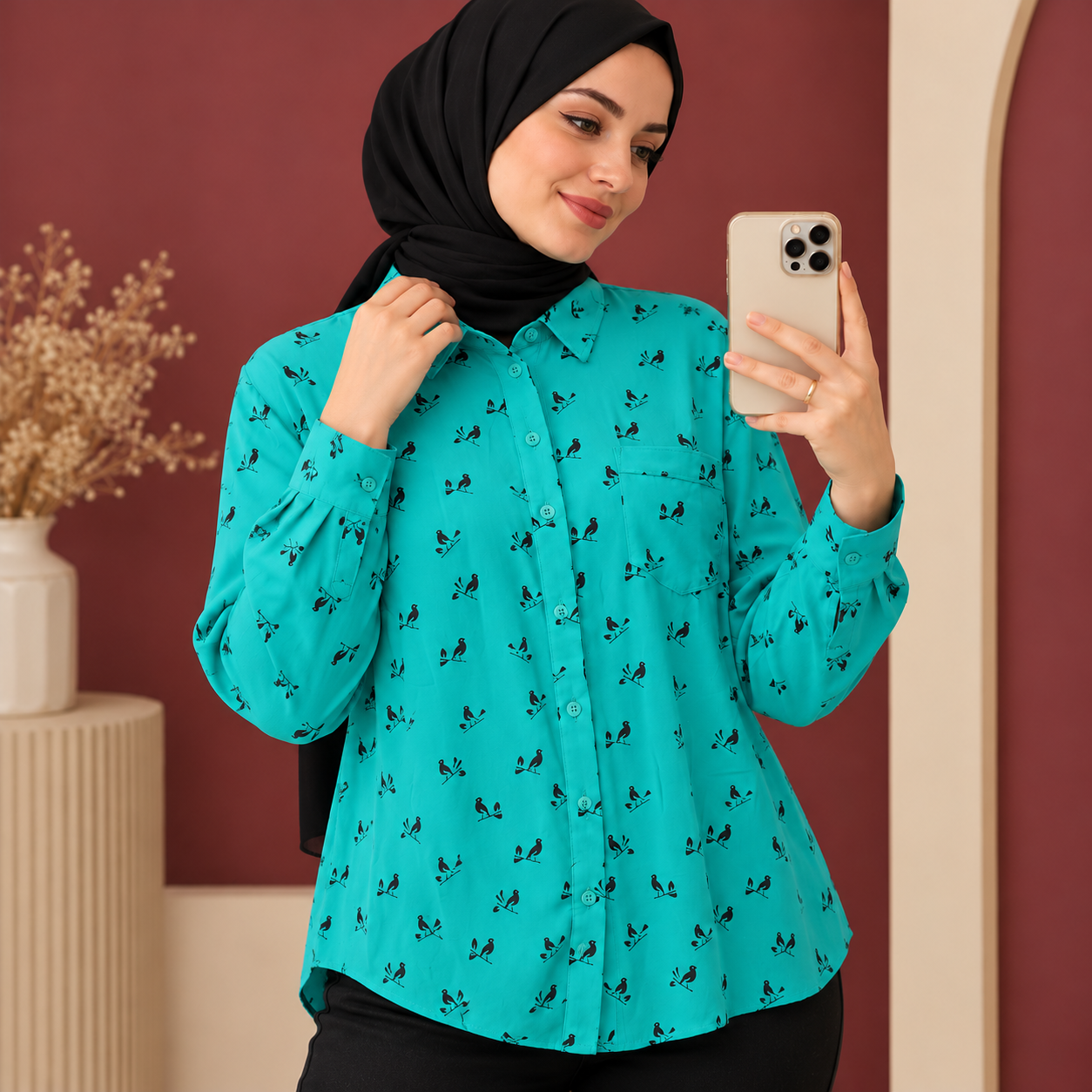 file_00000000c838820a8a4f1f3803a4ac69 شومیز زنانه وارداتی نخ تایلندی مدل ساریکا کد Z6076 - تصویر 1