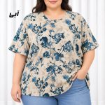 تیشرت زنانه سایز بزرگ جنس کرپ کد 2352 - تصویر 5