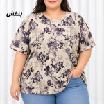تیشرت زنانه سایز بزرگ جنس کرپ کد 2352