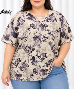 تیشرت زنانه سایز بزرگ جنس کرپ کد 2352