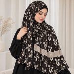 شال برشکا لمه طرح‌بندی قهوه‌ای  کد 2326 - تصویر 7