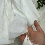 شال سفید پنتون منگوله دار کد 2328 - تصویر 2