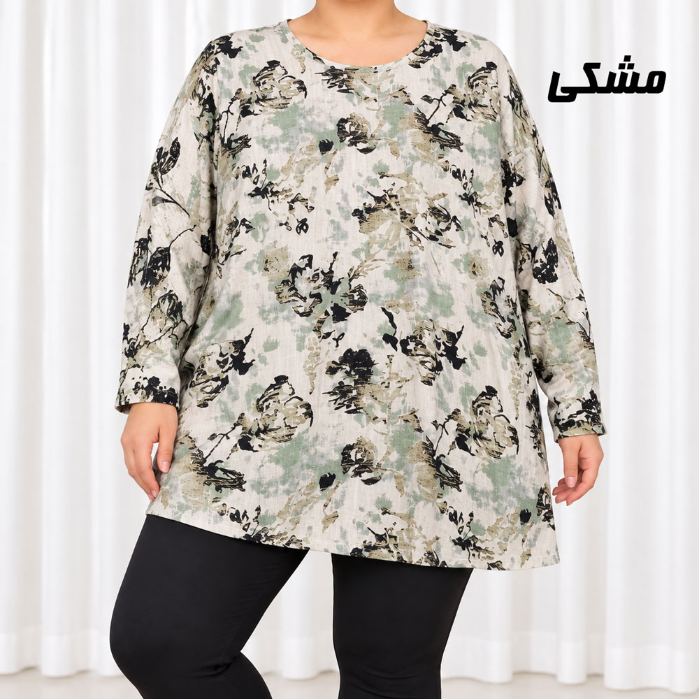 مشکی تونیک زنانه سایز بزرگ جنس کرپ کد 2354 - تصویر 1